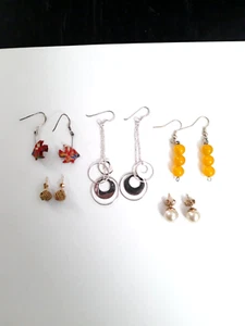 5 Pairs of Earrings 925 Sterling Silver & Gold-Plated 925 Silver Pearl earrings - Picture 1 of 7