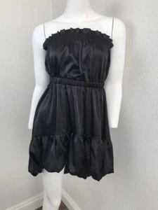 Vestido pequeño para mujer DENNY ROSE negro sin tirantes alto bajo elástico italiano ahumado - Imagen 1 de 7
