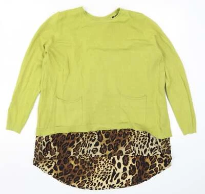 Finery Womens Green Round Neck Animal Viscose Blend Jumper Size S - Image 1 of 4