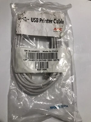 New APC 44FCJ USB Printer Cable 6’ Grey DP/N 044FCJ USB Type A to B - Image 1 of 4