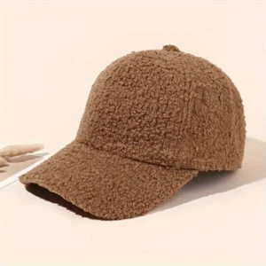 Brown Cozy Sherpa Fleece Baseball Cap Winter Warm Soft Hat Adjustable Unisex - Picture 1 of 5