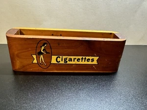 Vintage Wooden Cedar Cigarette And Matchbox Holder Frederick MD Lady Case Holder - Picture 1 of 12