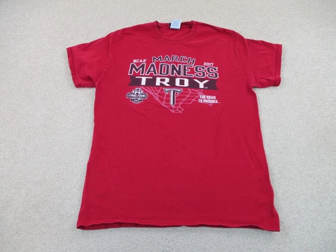 Troy Trojans Shirt Adult Medium Red Black March Madness Basketball Mens Cover