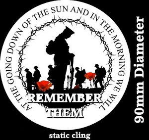Military Lest we forget Remembrance static cling car window/glass sticker - Picture 1 of 4