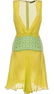 AUTÉNTICO VESTIDO VINTAGE AÑOS 90 Dolce&Gabbana cintura baja verde gasa seda IT 44 - Imagen 1 de 20