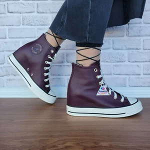 ❤️❤️❤️Converse Chuck Taylor All Star Wedge Sz 8.5 Women's Shoes Burgundy A12349C - Picture 1 of 15