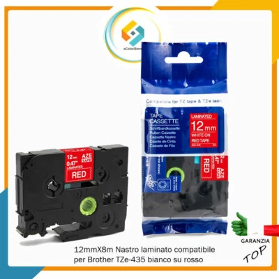 ACOLORISTORE Nastro Etichettatrice Brother p - Touch 12 mm TZe 435 compatibile 1000 H 107 105