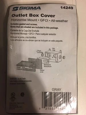 Sigma 14249 Sigma Horizontal Gfci Outlet Cover Wp 2-13/16 "X4-9/16 "X2 " Al  1PK - Image 1 of 4
