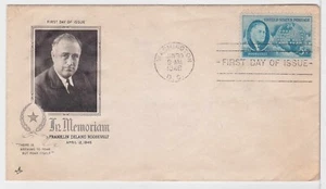 TurtlesTradingPost- Roosevelt Memorial 1946 FDC #933 Artcraft- APO Forward Cover - Picture 1 of 1