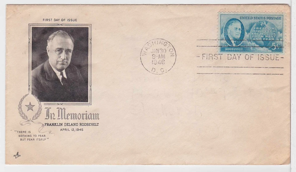 TurtlesTradingPost- Roosevelt Memorial 1946 FDC #933 Artcraft- APO Forward Cover - Image 1 of 1