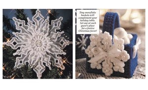 Plastic Canvas Patterns SNOWFLAKE TREE TOPPER and SNOWFLAKE BASKET - Picture 1 of 4