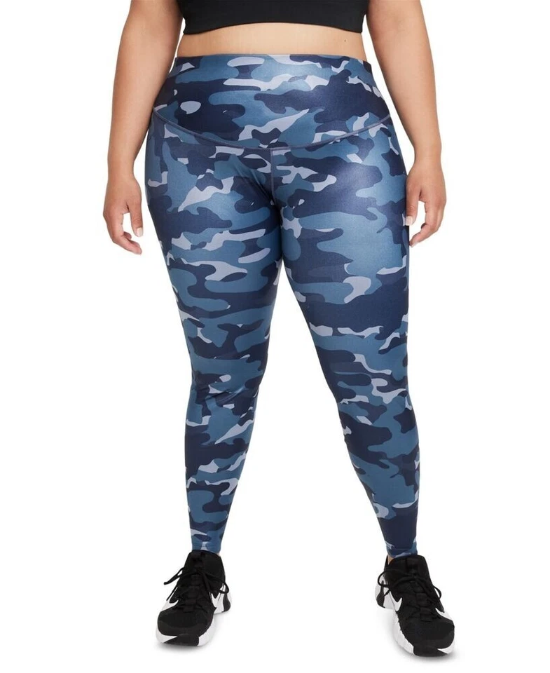 Nike One Women s Plus Mid-Rise Tights Blue Camo 1X
