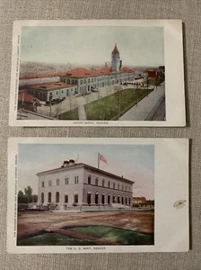Lote de 2 postales DENVER CO EE. UU. como nuevas y Union Depot de colección anteriores a 1908 Colorado - Imagen 1 de 8