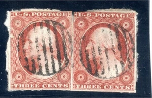 USA - Used - 3c Orange Brown - Pair - imperf - Sc 10A ? - unchecked - Picture 1 of 2