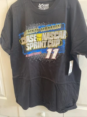 Denny Hamlin #11 联邦快递复古 NASCAR 黑色 T 恤 Lg Chase 正品 — 第 1/4 张图片