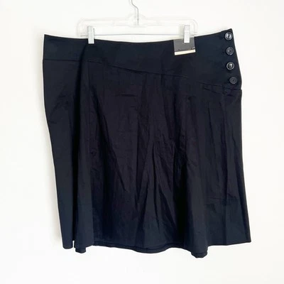 NWT Lane Bryant Skirt Black Midi A Line Side 4 Button Closure Cotton Size 22 - Image 1 of 4