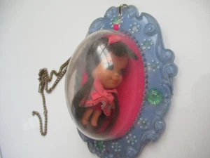 Vtg 1966 Mattel Lucky Locket Kiddle Doll Necklace Pendant Brunette w/ CHAIN! WOW - Picture 1 of 6