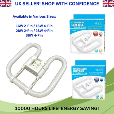 2-PIN 4-PIN 16W 28W 38W 3500K Fluorescent Light Bulb Bathroom Toilets 2D GR10 - Image 1 of 4