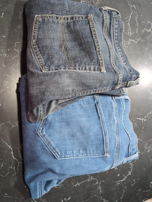 Lot of 2 Express And Levi Denim Jeans For Crafting Damaged Quilting Upcycle  - Image 1 of 4