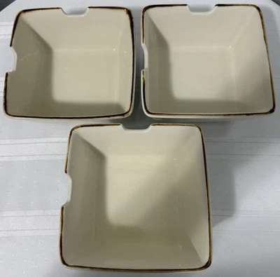 Pottery Barn Bowls Masilla Cuadrada Asiática Pho Sopa Fideos 6" (Juego de 3) Foto 1 de 3