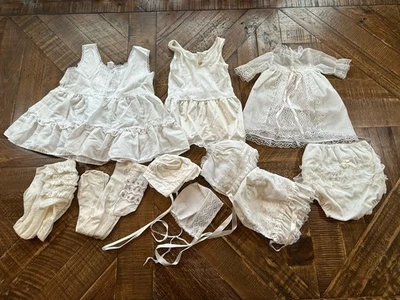 Vintage Baby Girl's Dress Bonnet Lot White Misc - Image 1 of 4