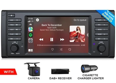 DAB+ Android Auto 14 7" Autoradio CarPlay Navi Navigationssystem für BMW 5er E39 - Bild 1 von 4