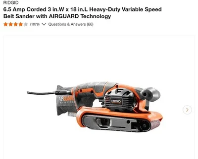 Ленточная шлифовальная машина RIDGID 3 дюйма x 18 дюймов — модель R27401 — в открытой коробке - Изображение 1 из 2