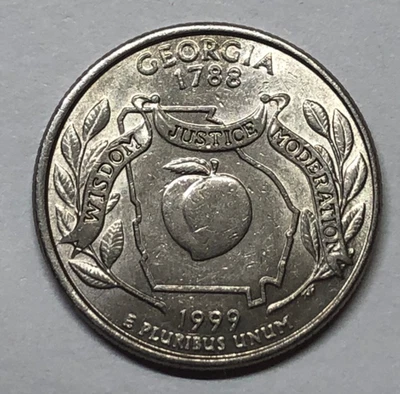 1999-P Georgia State Error Quarter -DDO, DDR, RPMM & die chip in eye - Image 1 of 4