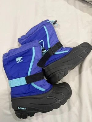 Bota de nieve de invierno para niños Sorel Flurry talla 13 negra azul NC1885-546 Foto 1 de 4