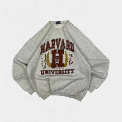 Vintage 90s Harvard university rare graphic sweatshirt grey XL - Image 1 of 4