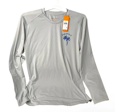 Margaritaville UPF 50 Water Resistant Moisture Wicking Long Sleeve Shirt Gray S - Image 1 of 3