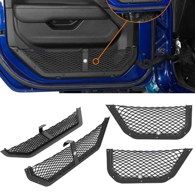 4 x Front Rear Door Pocket Storage Mesh Cargo Net For  Jeep Wrangler JL JT 18-25 - Imagem 1 de 4