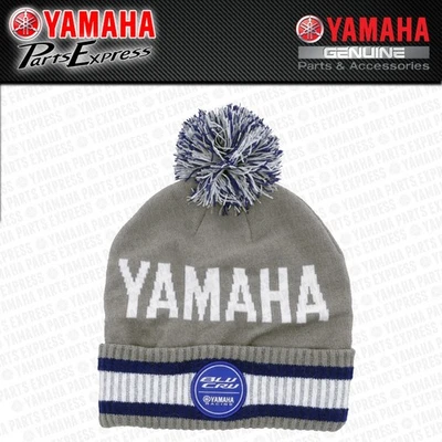 NEW YAMAHA RACING BLU CRU GRAY ADULT WINTER POM BEANIE HAT GYTR YZ 125 250 450 - Image 1 of 4