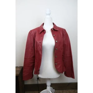 Shape FX Vintage Red Leather Motorcycle Fashion Western Jacket Womens 8 (S/M) - Picture 1 of 6