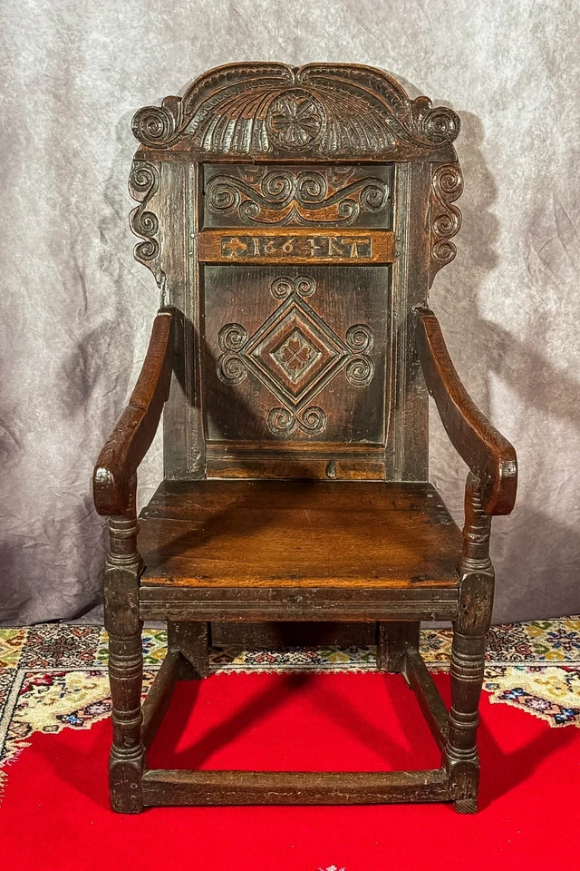 Silla Wainscot de roble Carlos II del siglo XVII--Envío disponible Foto 1 de 4