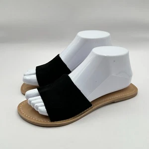 Coconuts By Matisse Cabana Slide Sandals Leather Size 7M Black Brown Flat - Picture 1 of 9