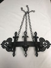 3 Arm Black Metal Wall Candelabra Gothic Dungeon Sconce Homco Home Interior