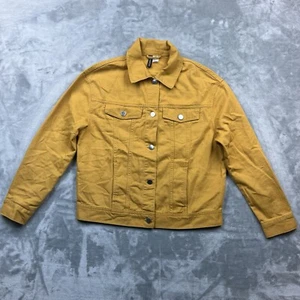 H&M Divided Denim Jean Jacket Women Size Small Mustard Yellow Button Up Pockets - Picture 1 of 8