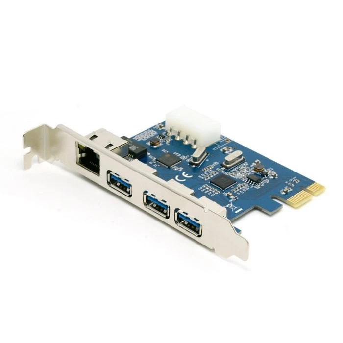 PCI-e to External 3 ports USB 3.0+ RJ45 Gigabit Ethernet Network card USB3.0 - Image 1 of 1