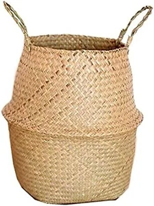 Plant Basket Seagrass Wickerwork Basket Rattan Hanging Flower Pot  - Picture 1 of 4