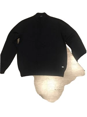 HUGO BOSS Defabio Regular Fit Wool Cotton Quarter Zip Blue Sweater Sz L - Image 1 of 4