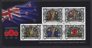 HOJA EN MINIATURA ARMISTICE DAY NUEVA ZELAND 2018 FINA USADA - Imagen 1 de 1