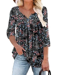Tops for Women Fall Long Sleeve Shirts Bohemian Tops Floret M - Picture 1 of 4