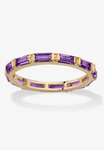 Amethyst Full Eternity Wedding Band 14k Yellow Gold Plated baguette Gemstone Rin - Picture 1 of 3
