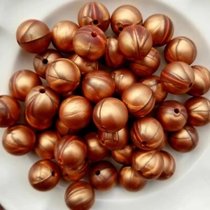 Metallic Bronze 15mm Round Silicone Beads - Picture 1 of 1