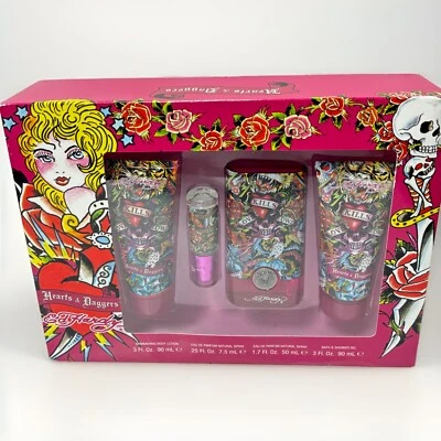 Ed Hardy Corazones y Dagas Perfume Set de Regalo 4 piezas Audaz Frutal Floral Fragancia Foto 1 de 4