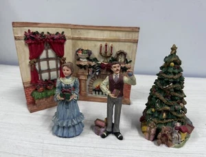 Vintage O'Well Weihnachtsszene 4-teiliges Set zweiseitig detailliert 6" hoch - Bild 1 von 7