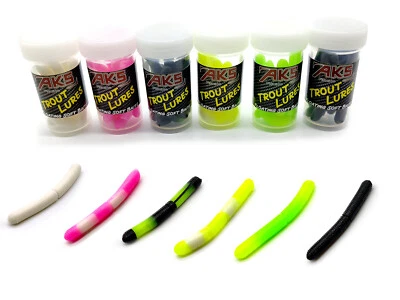 Forellen gummiköder Set 48St. Trout Worm 65mm, Forellenköder Wurm, Gummiwurm - Bild 1 von 4