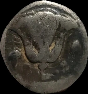 Caria Rhodes. 400-300 BC . Rose Helios. Silver Diobol.Greek. RARE 1.3 gr - Picture 1 of 2