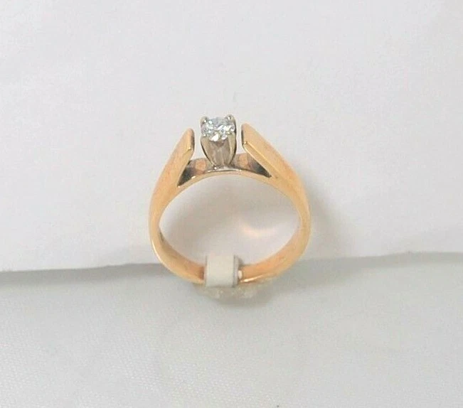(I-6079-591) Anillo solitario diamante oro 14k duo Foto 1 de 1
